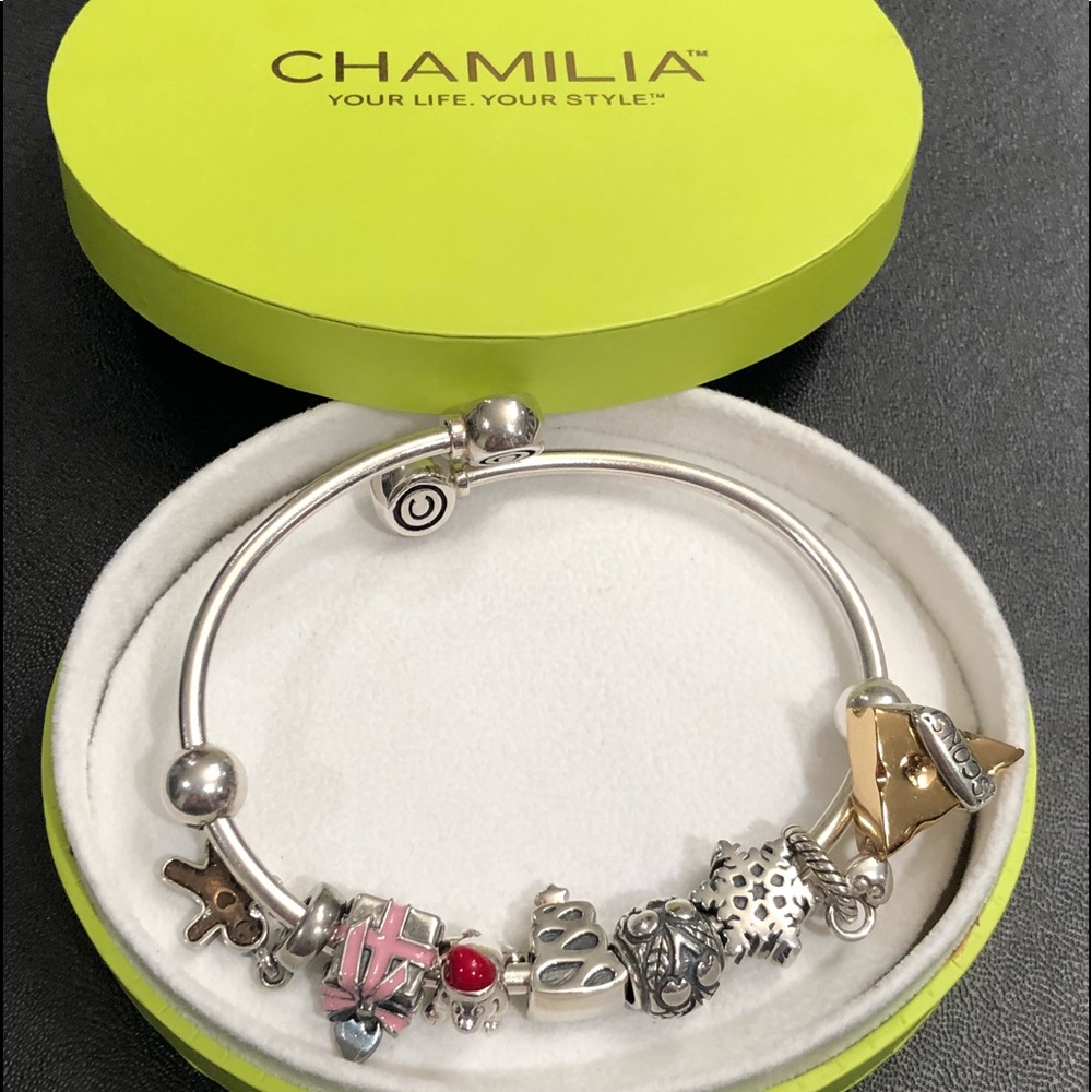 Chamilia/Pandora Silver charm bracelet